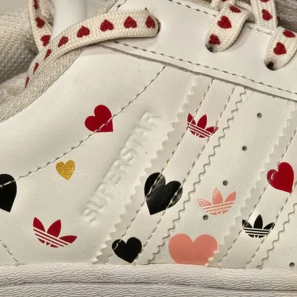 Adidas Superstar “Valentine’s Day” 2020 White/Black/Pink Women’s 9.5 - Picture 4 of 8